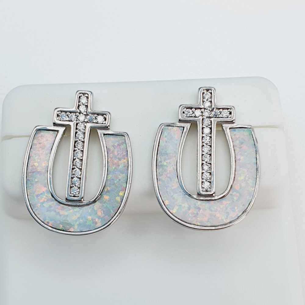 "925 Sterling Silver Cubic Zirconia Earrings, U19254829